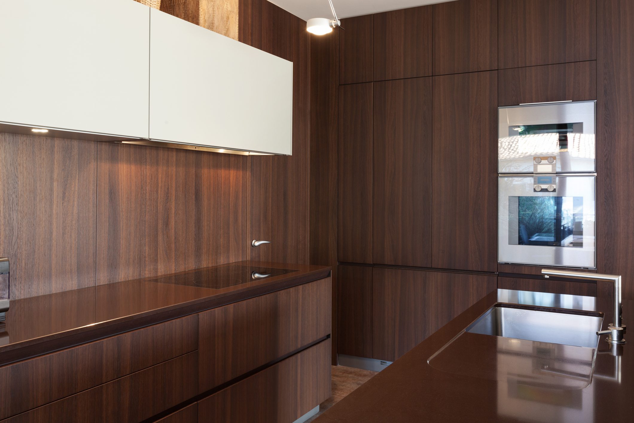 Contemporary kitchen interior with wood finish